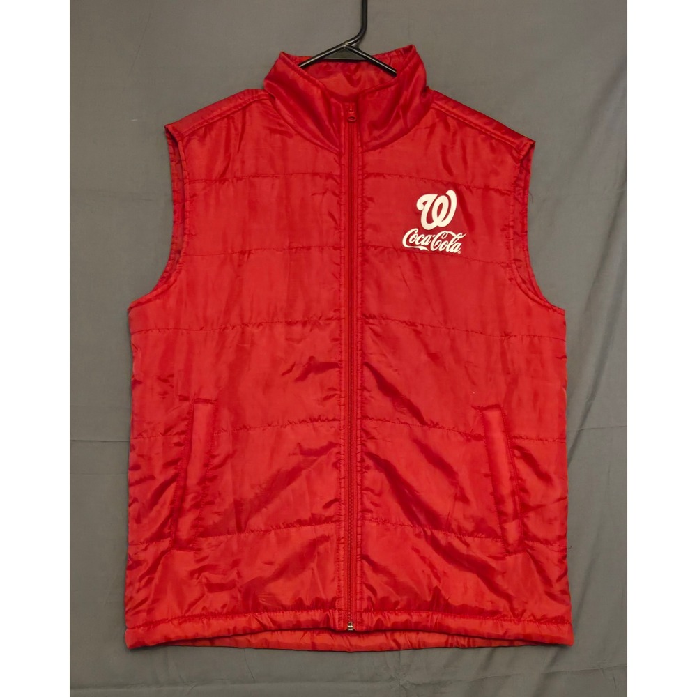 Washington Nationals Coca-Cola Zip Up Puffer Vest Men's Size Medium Red